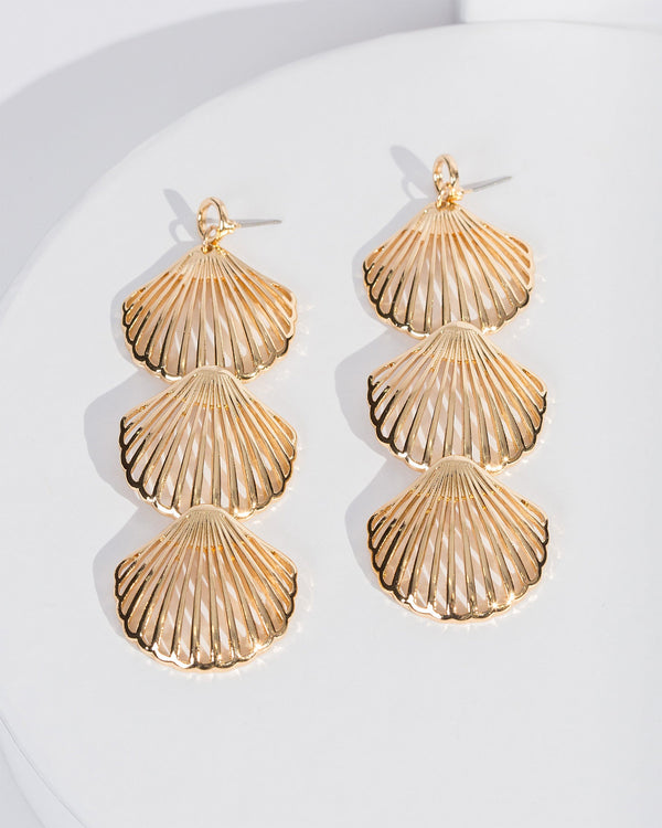 Colette by Colette Hayman Gold Cut Out Shell Statement Earrings