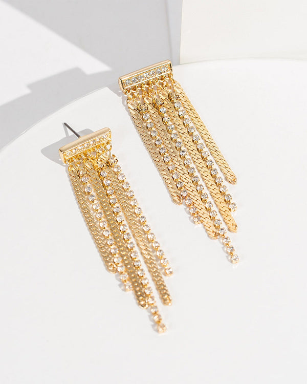 Colette by Colette Hayman Gold Dangle Diamond Chain Stud Earrings