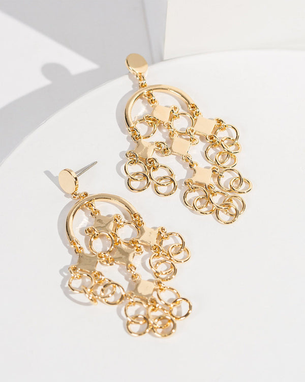 Colette by Colette Hayman Gold Diamond Chain Dangle Stud Earrings