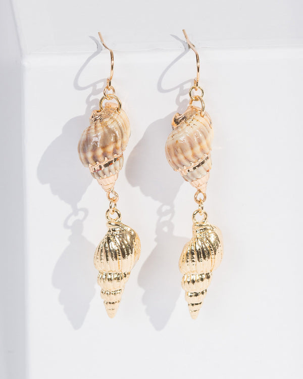 Colette by Colette Hayman Gold Double Drop Shell Earrings