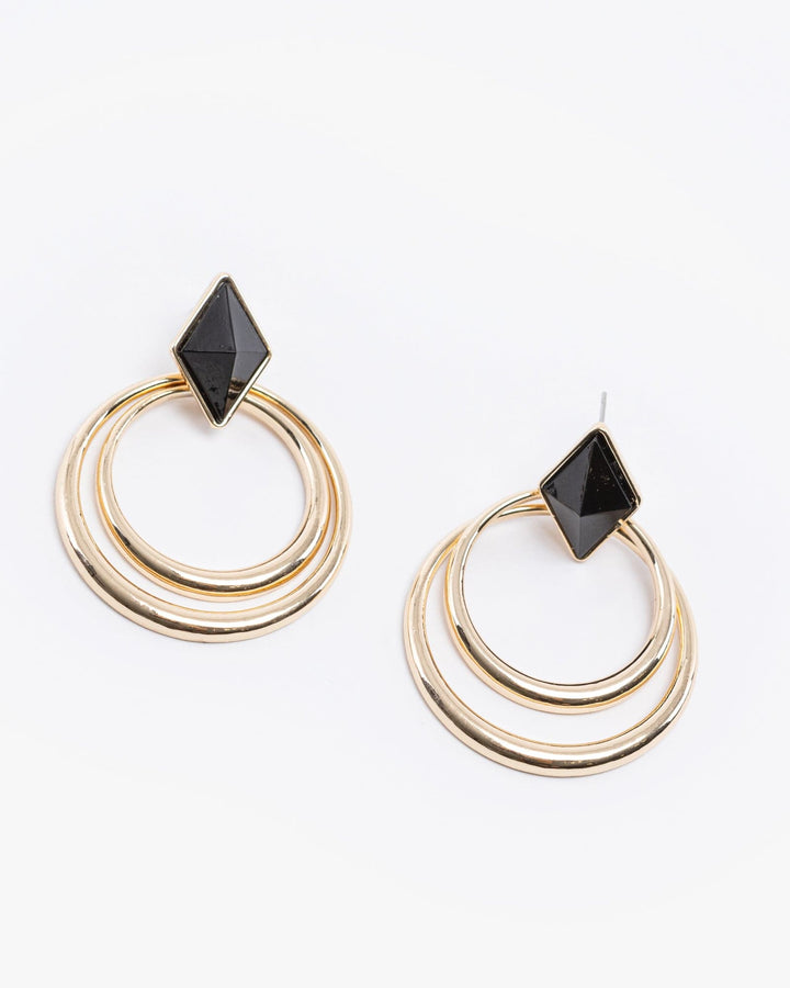 Colette by Colette Hayman Gold Double Round Ring Drop Earrings