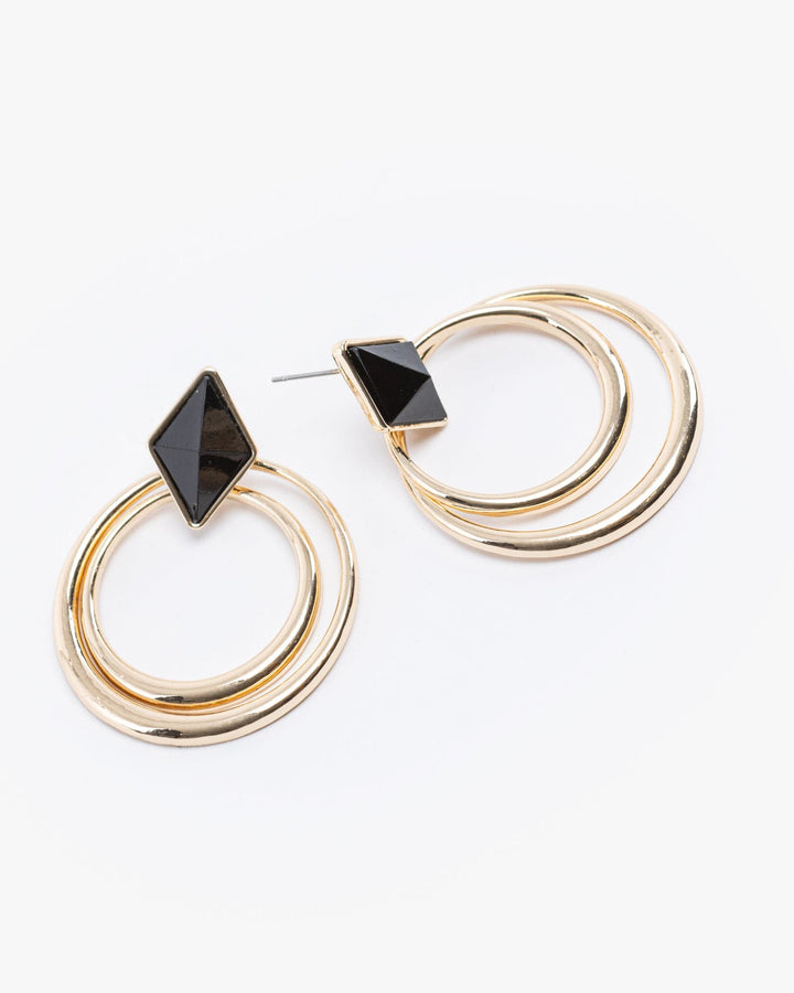 Colette by Colette Hayman Gold Double Round Ring Drop Earrings