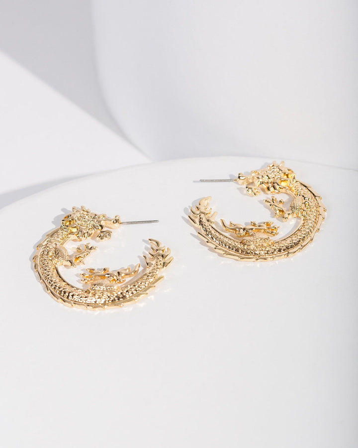 Colette by Colette Hayman Gold Dragon Hoop Earrings