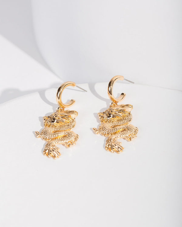 Colette by Colette Hayman Gold Dragon Huggie Hoop Earrings