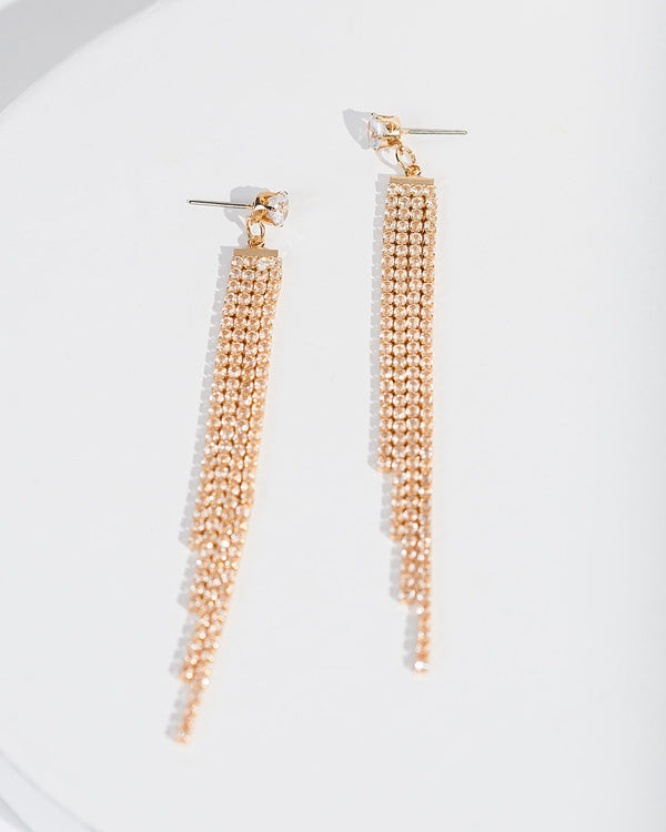 Colette by Colette Hayman Gold Fine Crystal Tassel Earrings