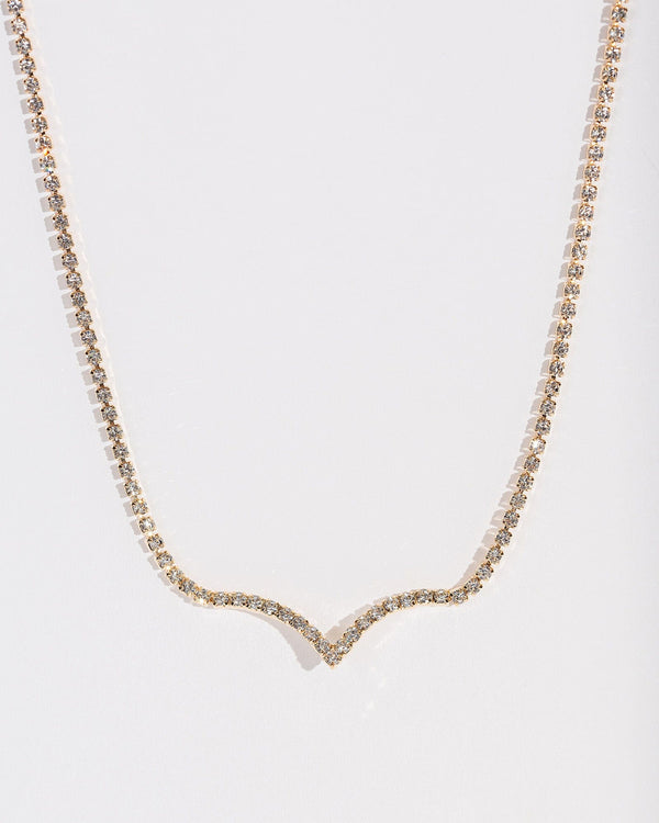 Colette by Colette Hayman Gold Fine Single Row V Necklace