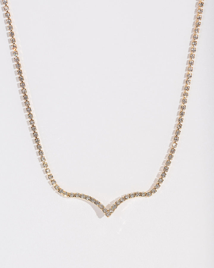 Colette by Colette Hayman Gold Fine Single Row V Necklace