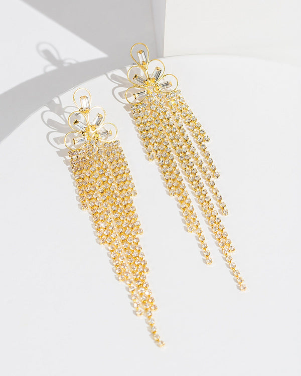Colette by Colette Hayman Gold Framed Crystal Tassel Earrings