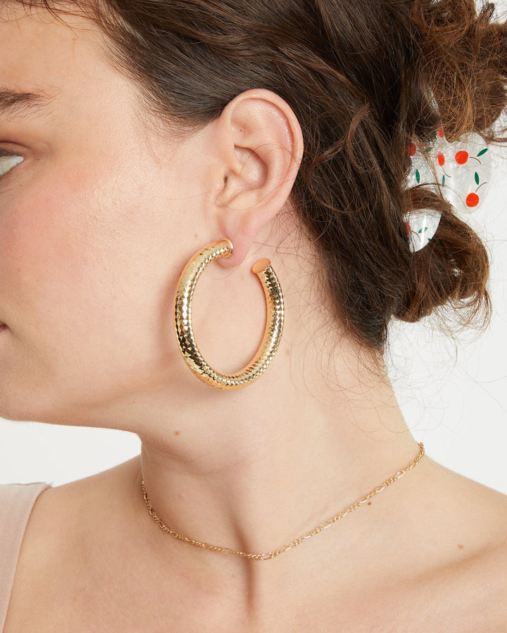 Colette by Colette Hayman Gold Geo Textured Large Hoop Earrings