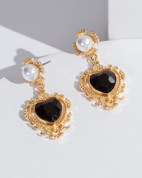 Colette by Colette Hayman Gold Heart And Pearl Drop Earrings