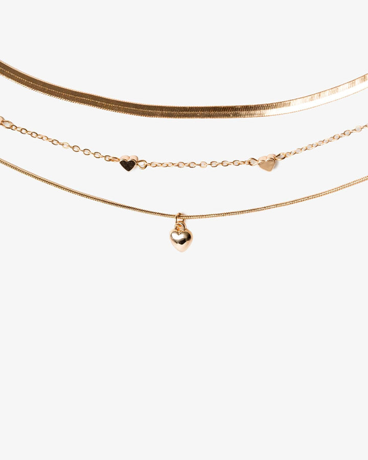 Colette by Colette Hayman Gold Heart Icon 3 Pack Necklace