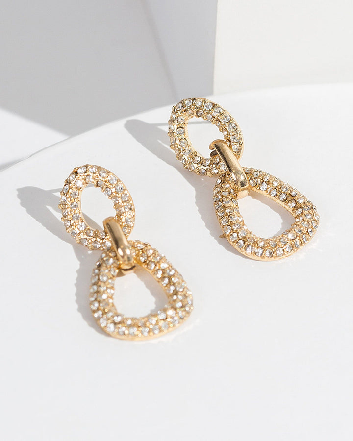 Colette by Colette Hayman Gold Irregular Pave Drop Earrings