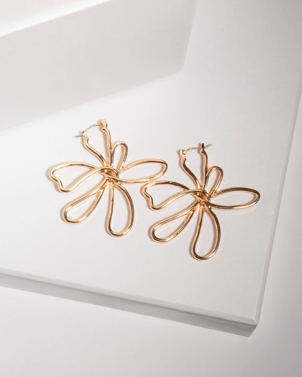 Colette by Colette Hayman Gold Lined Flower Statement Earrings