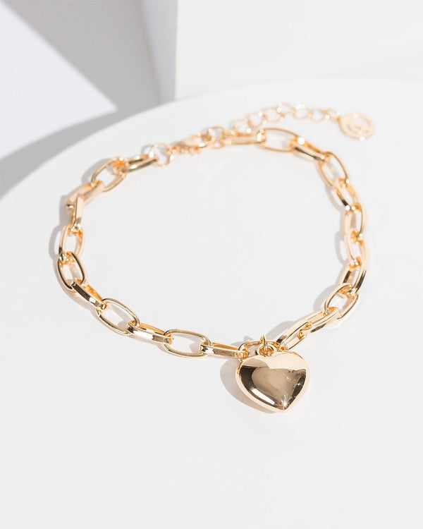 Colette by Colette Hayman Gold Linked Chain Love Heart Bracelet