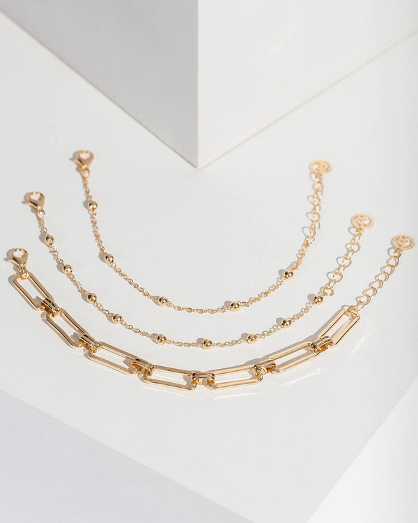 Colette by Colette Hayman Gold Long Chain Mixed Bracelet Pack