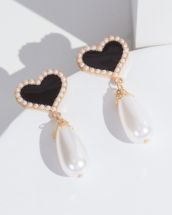 Colette by Colette Hayman Gold Love Heart Pearl Drop Earrings