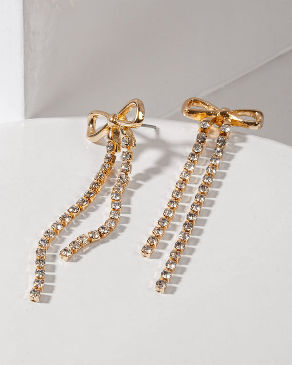 Colette by Colette Hayman Gold Metal And Crystal Bow Detail Earrings