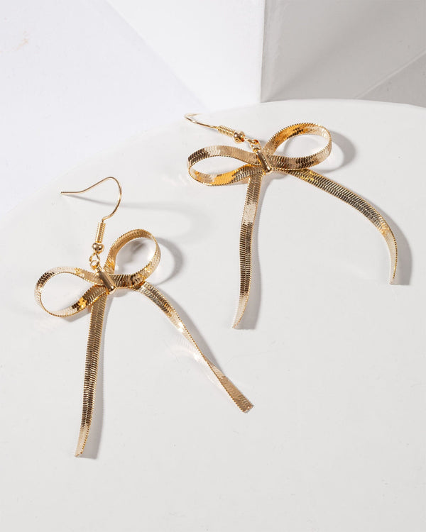 Colette by Colette Hayman Gold Metal Chain Bow Drop Earrings