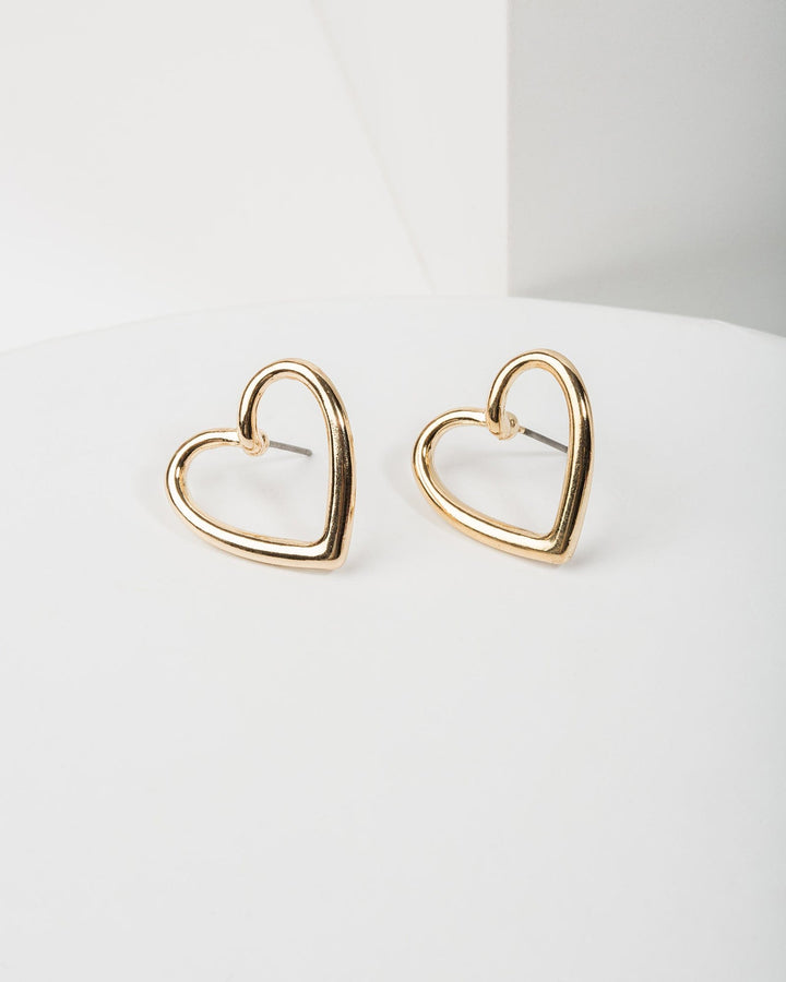 Colette by Colette Hayman Gold Metal Open Love Heart Stud Earrings