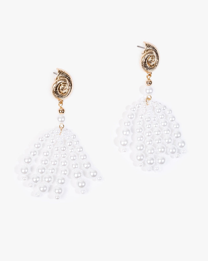 Colette by Colette Hayman Gold Metal Shell Pearl Drop Earrings