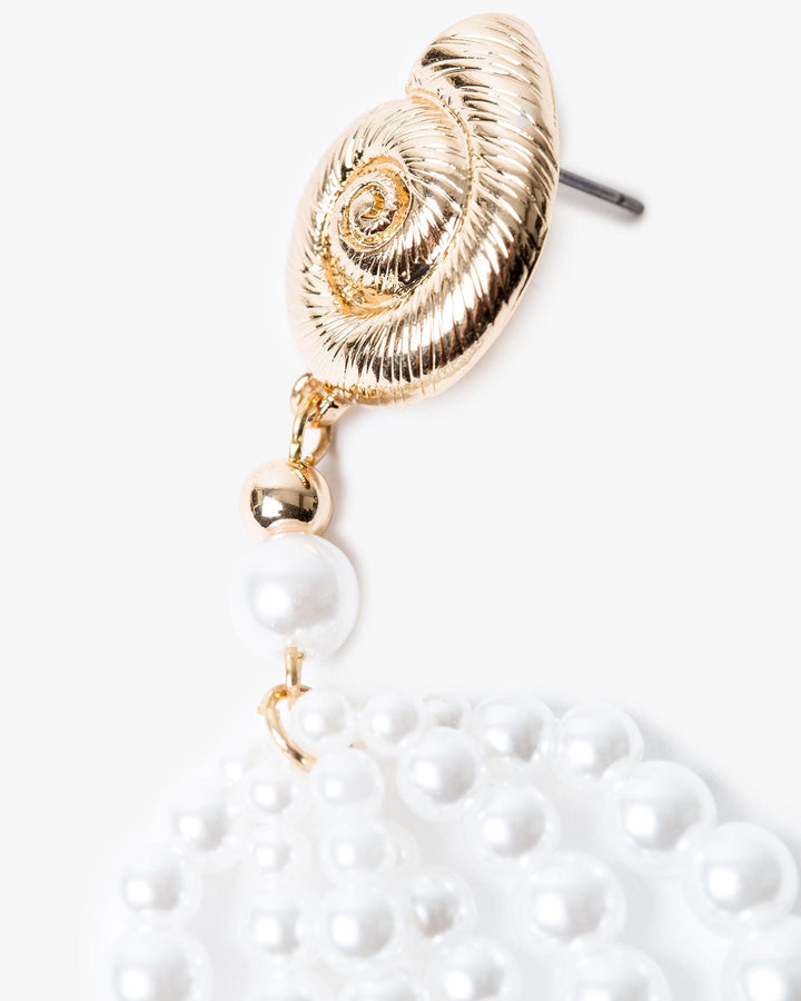 Colette by Colette Hayman Gold Metal Shell Pearl Drop Earrings