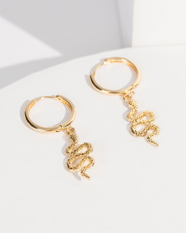 Colette by Colette Hayman Gold Metal Snake Detail Hoop Earrings