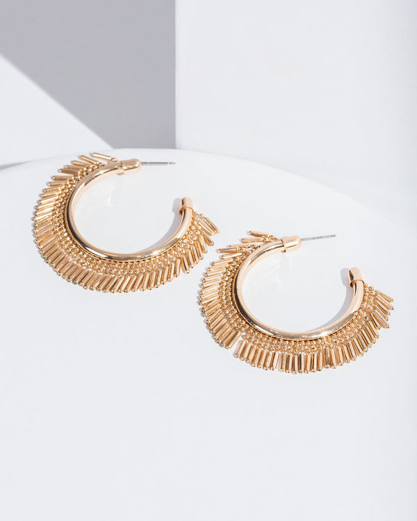 Colette by Colette Hayman Gold Metal Tassel Statement Earrings