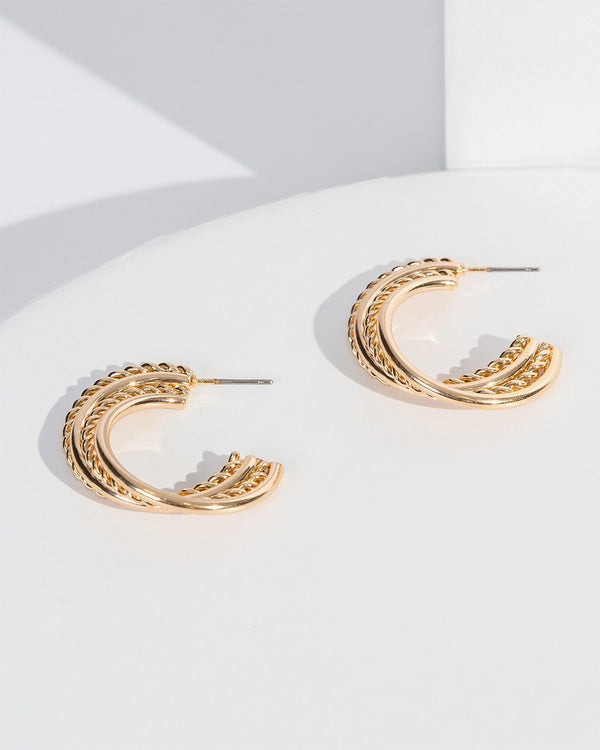 Colette by Colette Hayman Gold Metal Twisted Detail Hoop Earrings