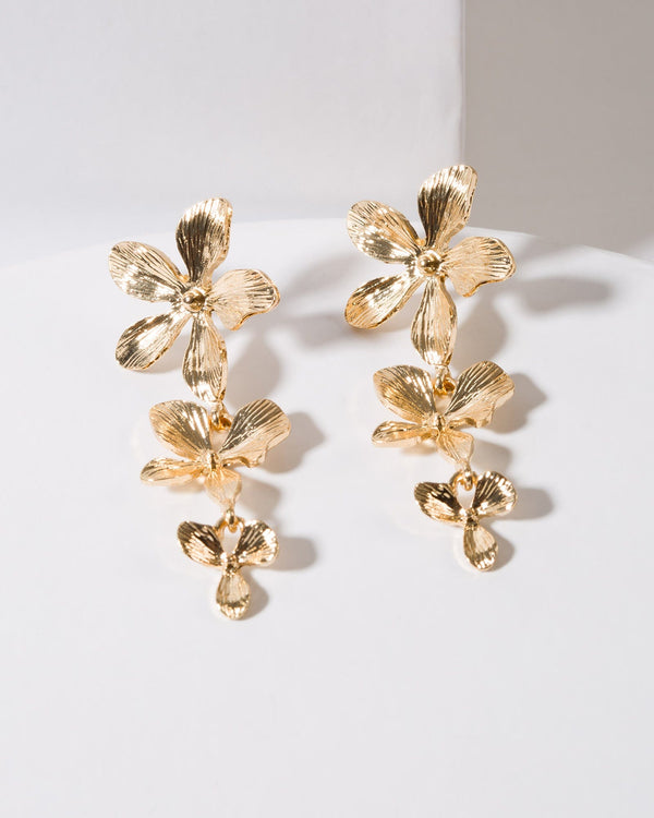 Colette by Colette Hayman Gold Mixed Flower Chain Drop Earrings