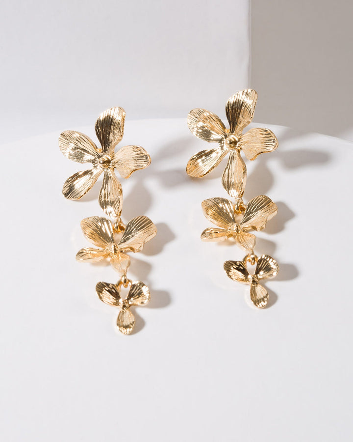 Colette by Colette Hayman Gold Mixed Flower Chain Drop Earrings