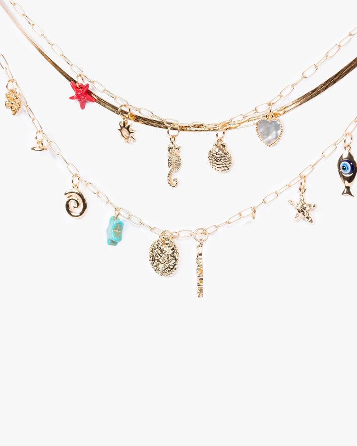 Colette by Colette Hayman Gold Mixed Sea Charm Multi Layer Necklace