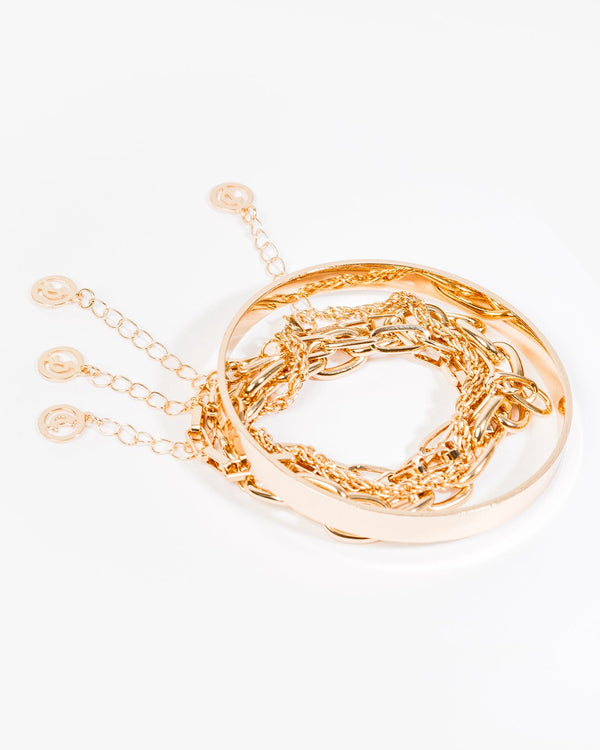 Colette by Colette Hayman Gold Multi Colour Chain Bangle Pack