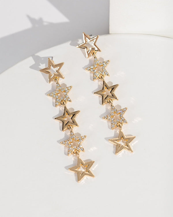Colette by Colette Hayman Gold Multi Crystal Star Drop Earrings