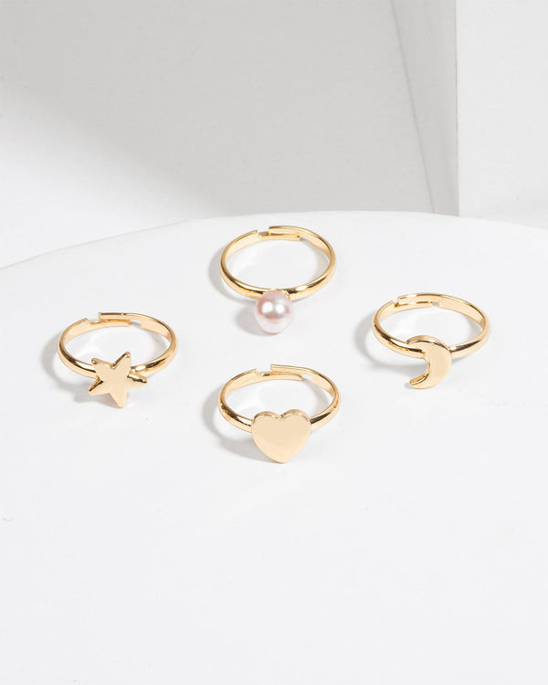 Colette by Colette Hayman Gold Multi Pack Star And Moon Rings