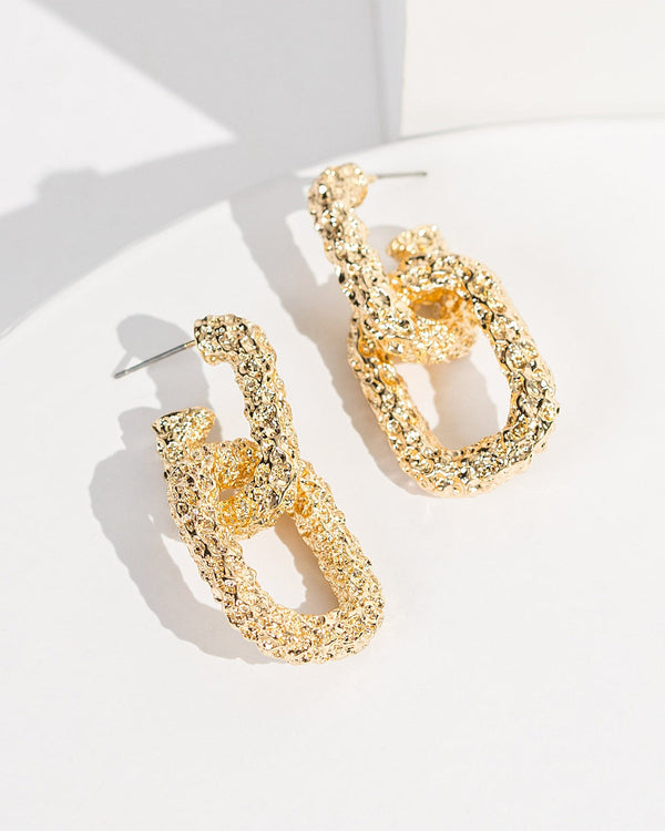 Colette by Colette Hayman Gold Organic Textural Chain Link Earrings