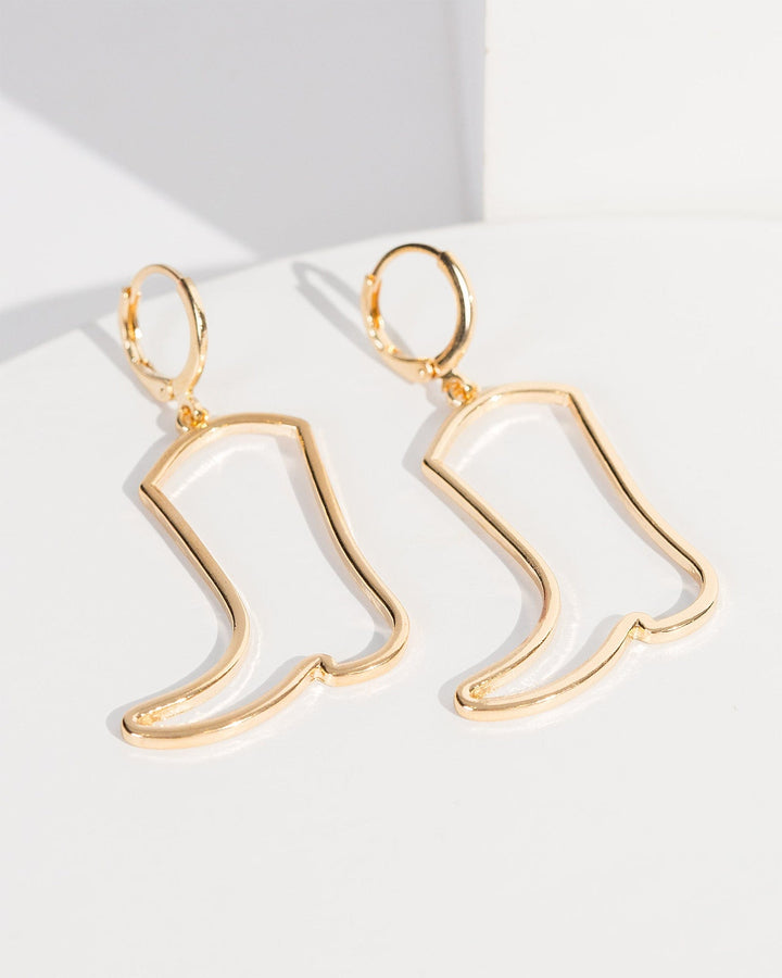 Colette by Colette Hayman Gold Outline Cowboy Boot Earrings
