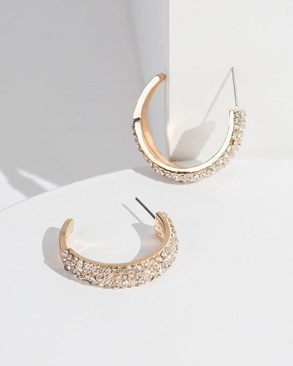 Colette by Colette Hayman Gold Pave Half Hoop Earrings