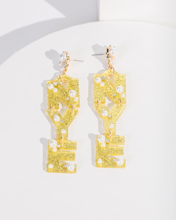 Colette by Colette Hayman Gold Pearl Glitter NYE Earrings