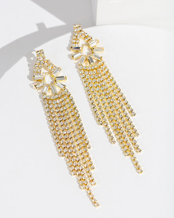Colette by Colette Hayman Gold Radiating Crystal Tassel Earrings