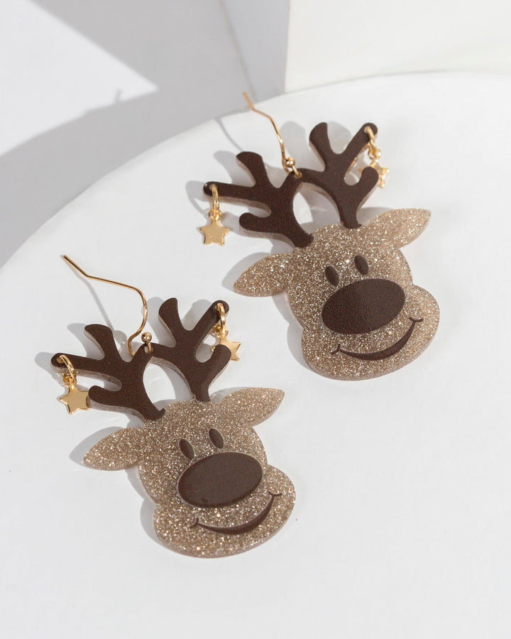 Colette by Colette Hayman Gold Reindeer Charm Drop Earrings