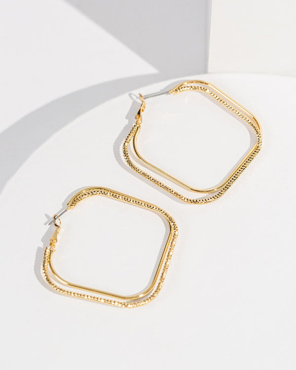 Colette by Colette Hayman Gold Rounded Diamond Hoop Earrings