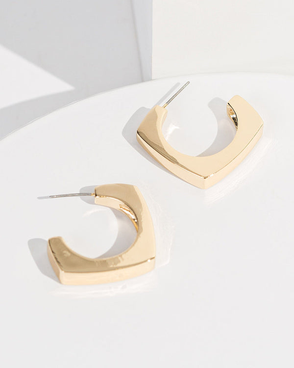 Colette by Colette Hayman Gold Rounded Square Chunky Hoop Earrings