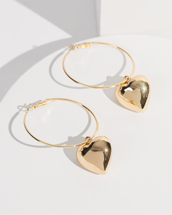 Colette by Colette Hayman Gold Silver Hoop Heart Pendant Earrings