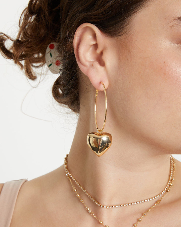Colette by Colette Hayman Gold Silver Hoop Heart Pendant Earrings