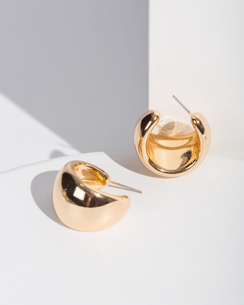 Gold Small Thick Hoop Earrings - Main Image