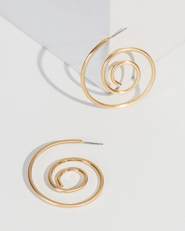 Colette by Colette Hayman Gold Spiral Textured Metal Hoop Earrings