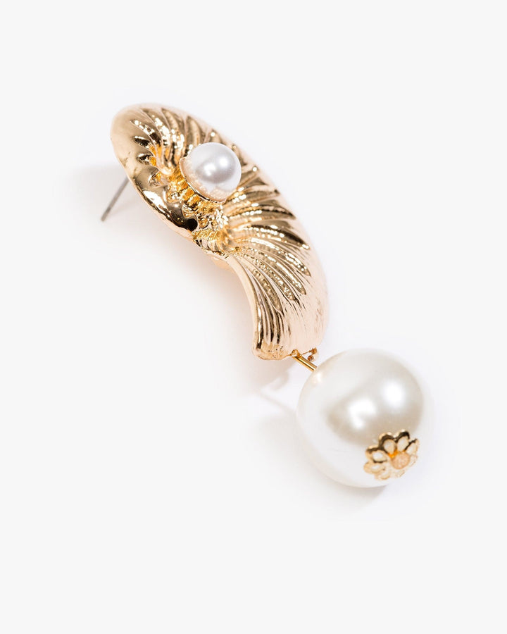 Colette by Colette Hayman Gold Swirl Beach Charm Pearl Detail Earrings