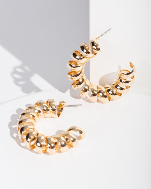 Colette by Colette Hayman Gold Swirled Hoop Earrings