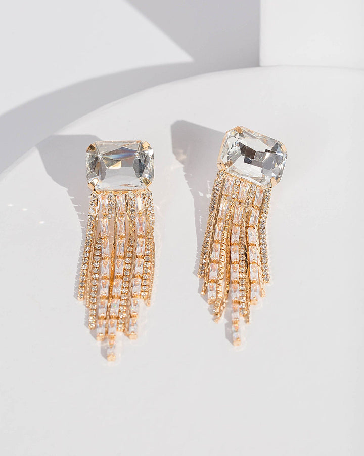 Colette by Colette Hayman Gold Tassel Crystal Earrings