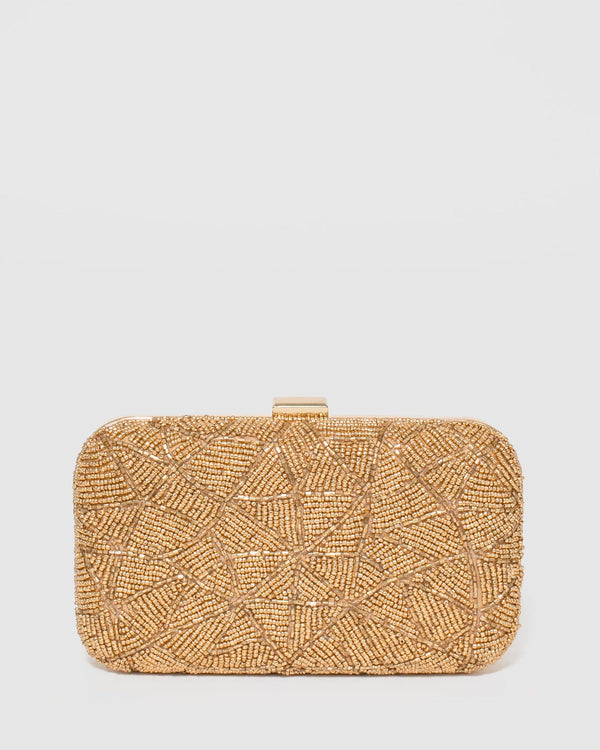 Colette by Colette Hayman Gold Terese Beaded Hardcase Clutch Bag